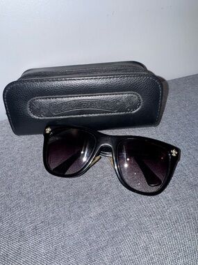 Chrome Hearts Black Sunglasses with Leather Case